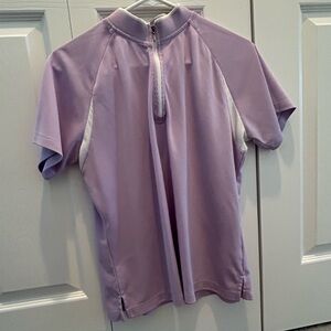 Page & Tuttle Women’s Purple and White Half-Zip Golf Short-Sleeve Top M